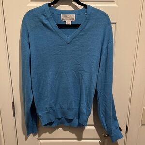 Vintage Sears Men's Sky Blue V-Neck Sweater